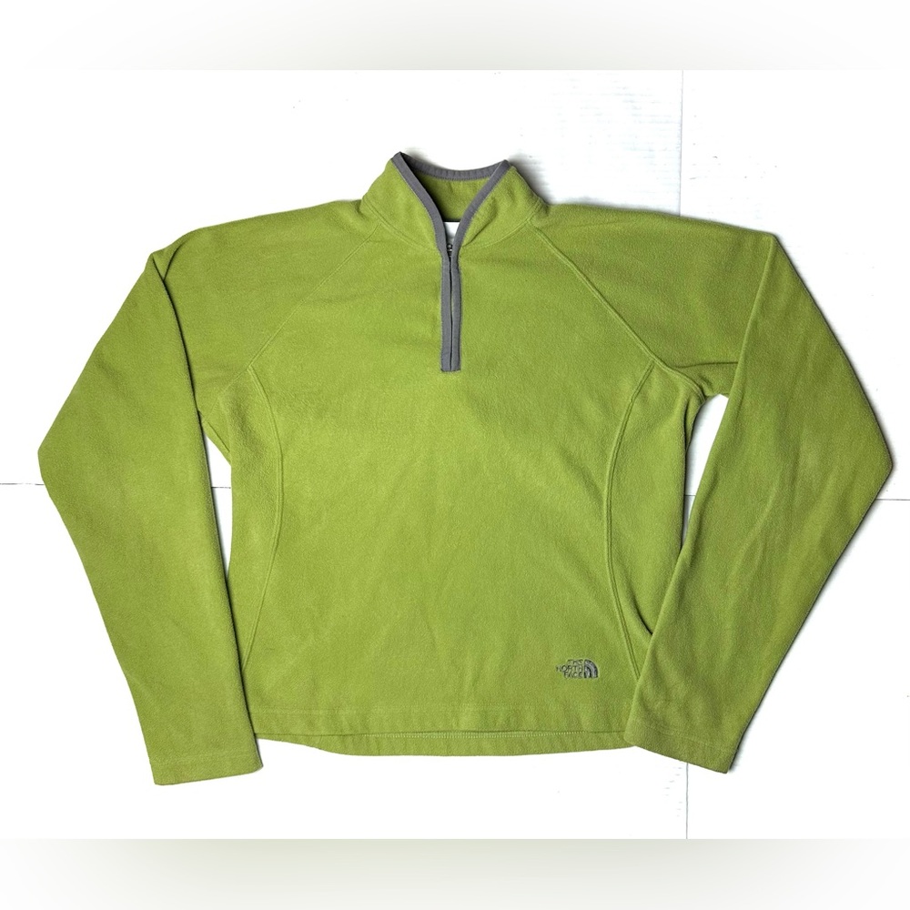 The North Face Fleece 1/4 Zip Pull Over Jacket Womens Medium Green Sweater Warm‎